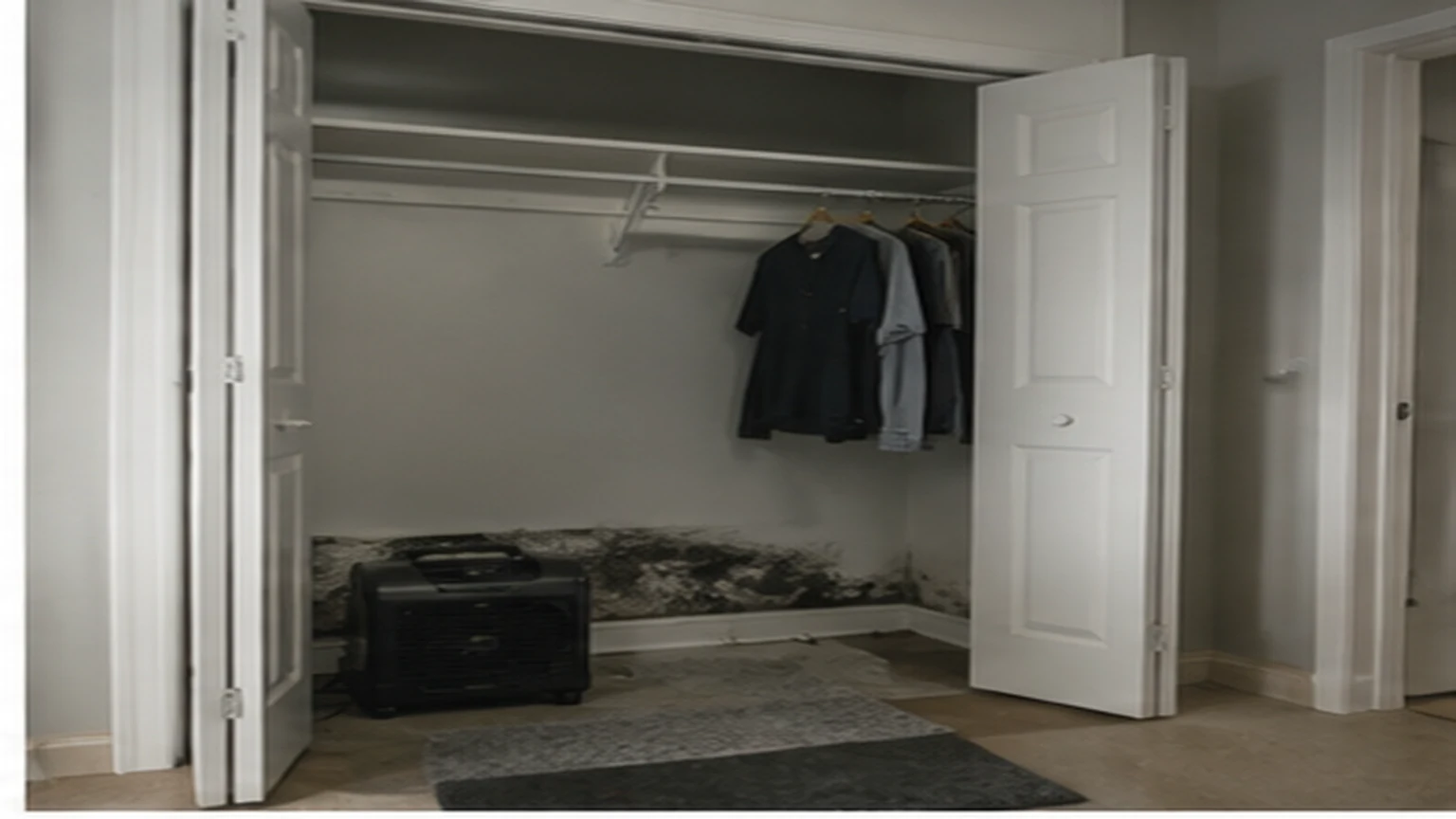 Allen mold remediation planning with containment materials, moisture inspection tools, and drying equipment