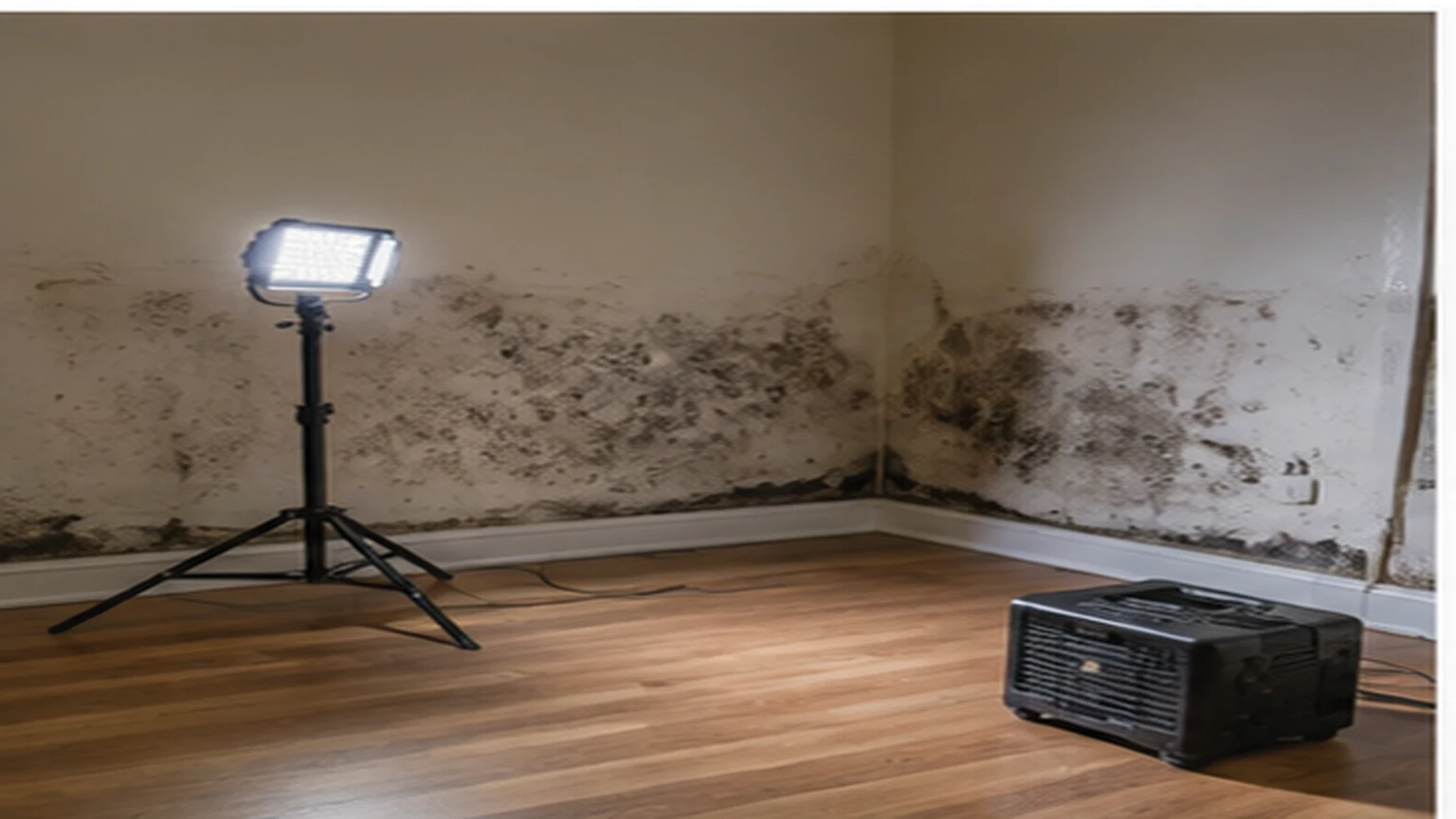 Lewisville mold remediation planning with containment materials, moisture inspection tools, and drying equipment