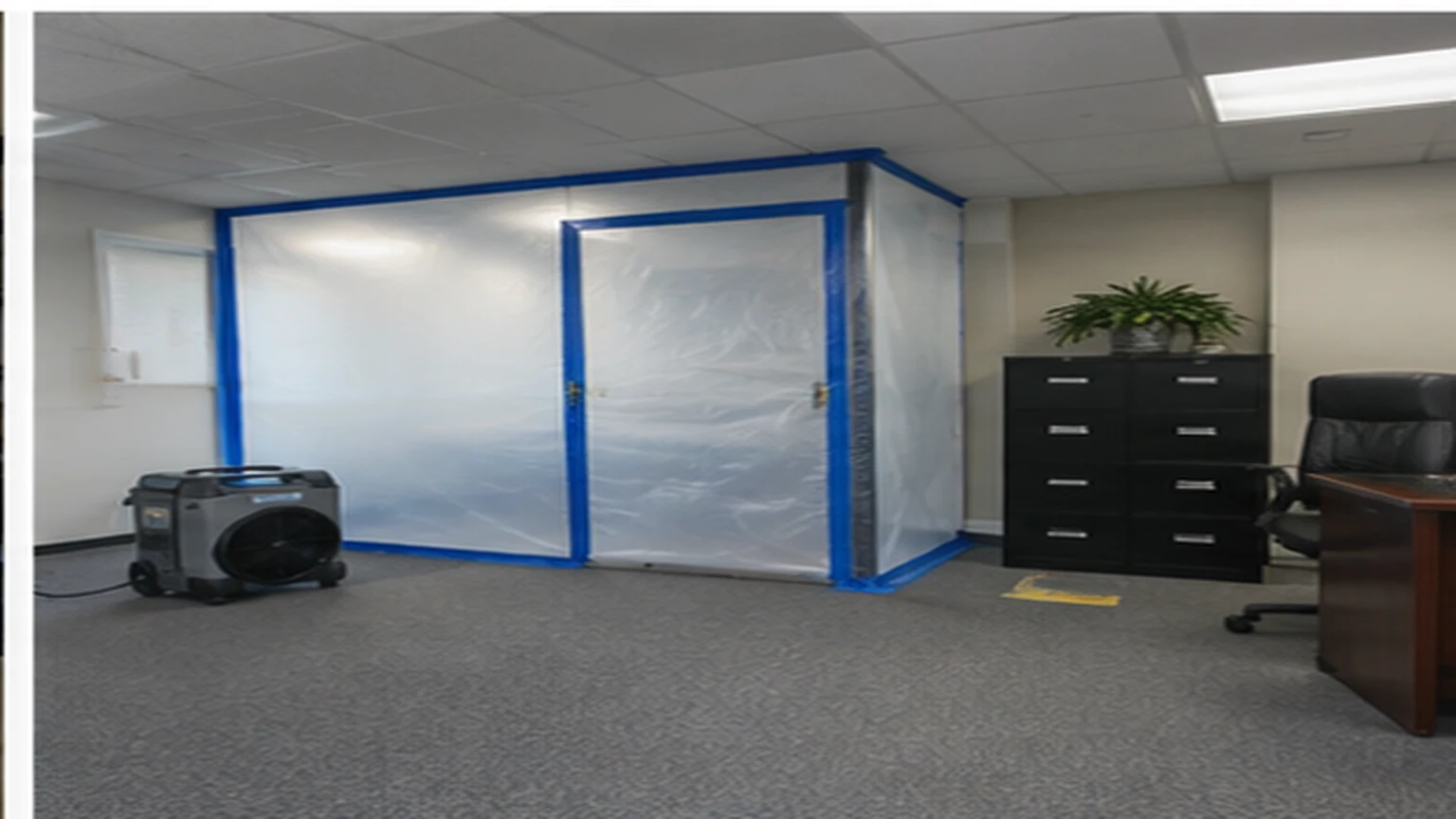 Richardson mold remediation planning with containment materials, moisture inspection tools, and drying equipment