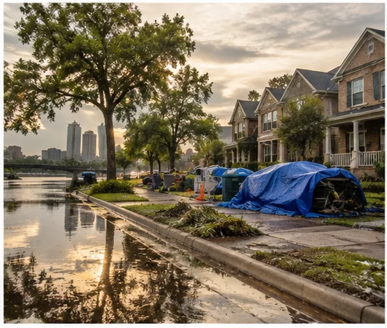 Fort Worth stormwater and temporary protection scene after severe weather