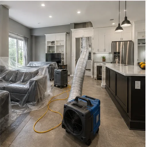 Plano fire damage restoration with smoke odor equipment and protected contents