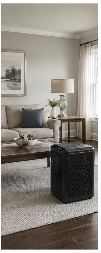 Dallas odor removal living room with air scrubber after restoration cleanup