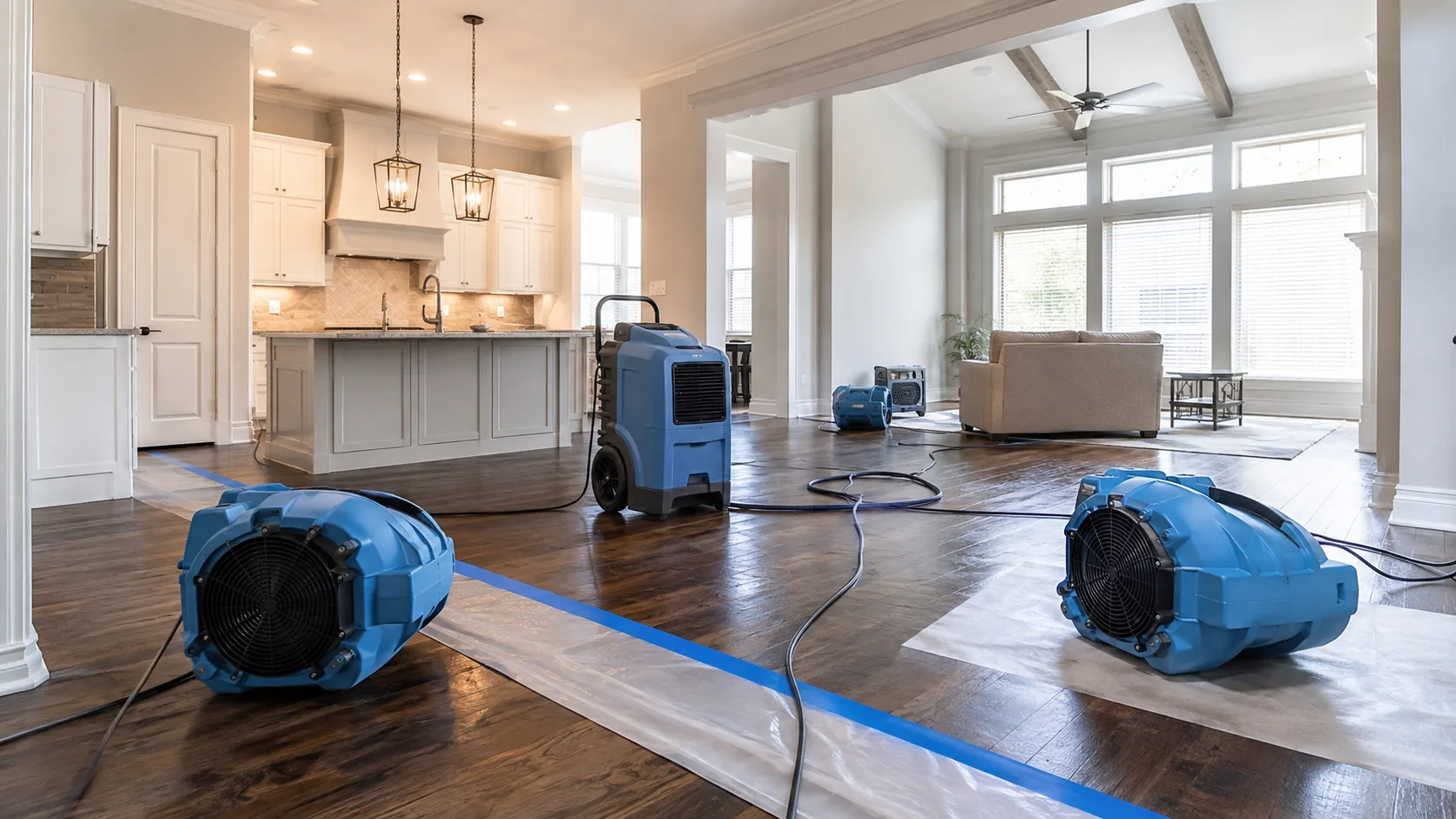 Codex-generated editorial illustration of water damage drying equipment for Plano, Texas properties